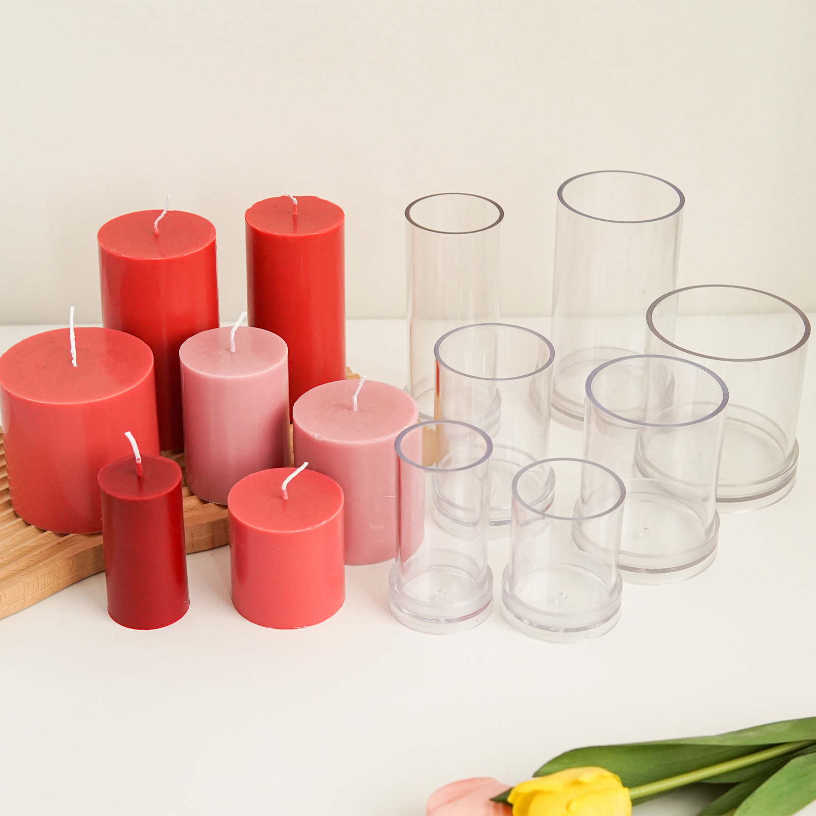 Candle Supplies Kit - Berbagai 3D Silinder Cetakan Lilin Plastik