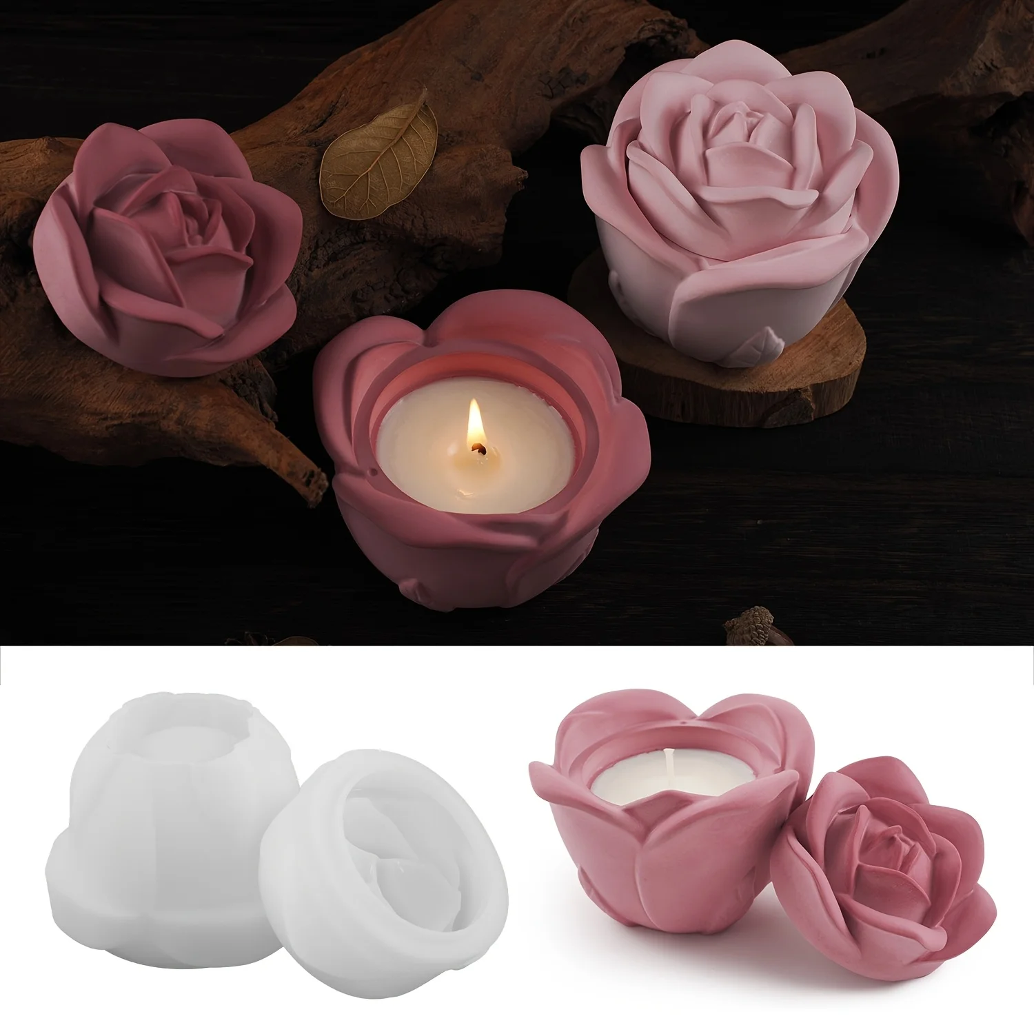 Cetakan Silikon Bentuk Mawar 2 - Candle Holder Supplies ulasan dan harga